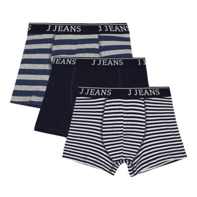 Designer pack of three boy's blue striped trunks